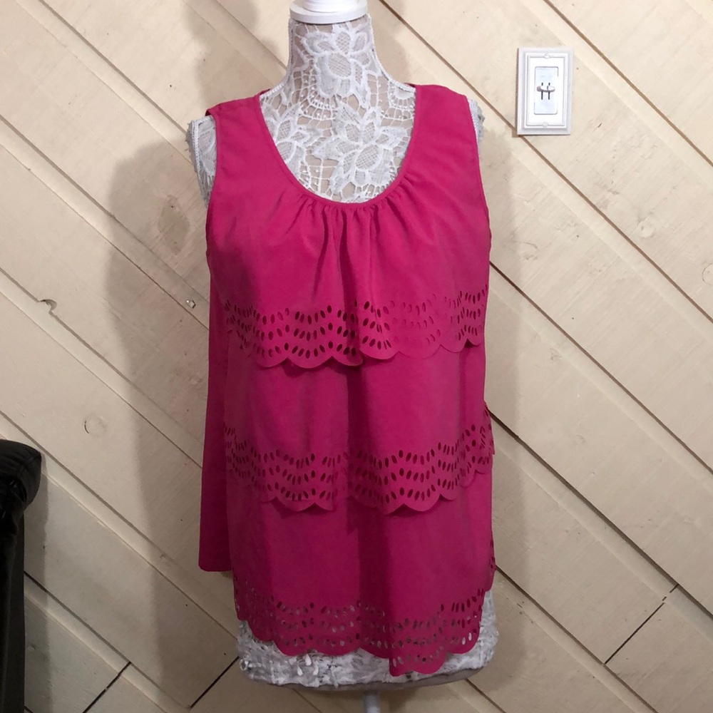 Pink Layered Blouse Tank Top
